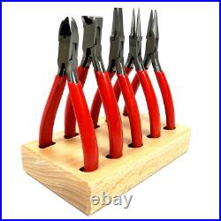 Horotec MSA11.859 Pliers / Cutter Set of 5 On Wooden Stand Watchmaker Tool