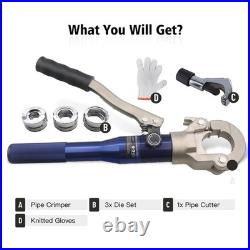 Hydraulic Copper Press Tool 1/2 3/4 1 Jaw Crimper Pliers & Pipe Cutter Set