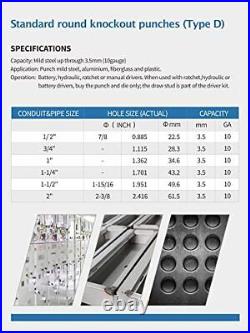 Hydraulic Knockout Punch Electrical Conduit Hole Cutter Set KO Tool Kit