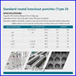 Hydraulic Knockout Punch Electrical Conduit Hole Cutter Set KO Tool Kit 1/2