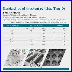 Hydraulic Knockout Punch Electrical Conduit Hole Cutter Set KO Tool Kit 1/2