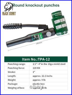 Hydraulic Knockout Punch Electrical Conduit Hole Cutter Set KO Tool Kit 1/2 NeW Hydraulic Knockout Punch Electrical Conduit Hole Cutter Set KO Tool Kit 1/2 NeW