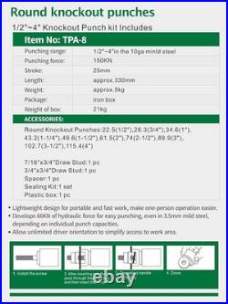 Hydraulic Knockout Punch Electrical Conduit Hole Cutter Set KO Tool Kit 1/2 t Hydraulic Knockout Punch Electrical Conduit Hole Cutter Set KO Tool Kit 1/2 t