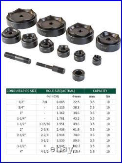 Hydraulic Knockout Punch Electrical Conduit Hole Cutter Set KO Tool Kit 1/2 t Hydraulic Knockout Punch Electrical Conduit Hole Cutter Set KO Tool Kit 1/2 t