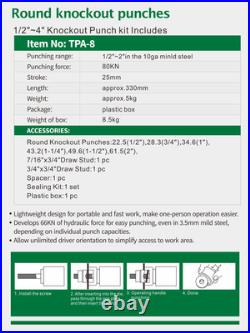 Hydraulic Knockout Punch Electrical Conduit Hole Cutter Set KO Tool Kit 1/2 t Hydraulic Knockout Punch Electrical Conduit Hole Cutter Set KO Tool Kit 1/2 t