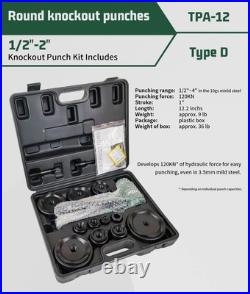 Hydraulic Knockout Punch Electrical Conduit Hole Cutter Set KO Tool Kit 1/2 t Hydraulic Knockout Punch Electrical Conduit Hole Cutter Set KO Tool Kit 1/2 t