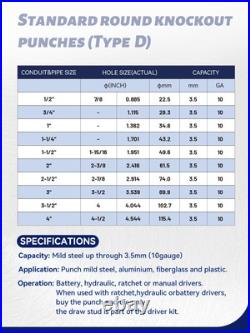 Hydraulic Knockout Punch Electrical Conduit Hole Cutter Set KO Tool Kit 1/2 t Hydraulic Knockout Punch Electrical Conduit Hole Cutter Set KO Tool Kit 1/2 t