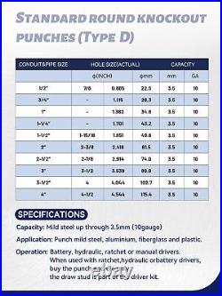 Hydraulic Knockout Punch Electrical Conduit Hole Cutter Set KO Tool Kit 1/2 t