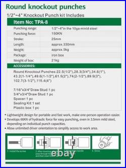Hydraulic Knockout Punch Electrical Conduit Hole Cutter Set KO Tool Kit 1/2 t Hydraulic Knockout Punch Electrical Conduit Hole Cutter Set KO Tool Kit 1/2 t