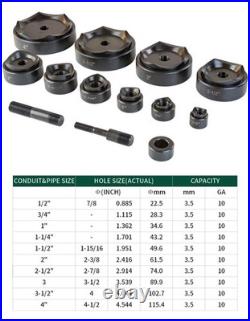 Hydraulic Knockout Punch Electrical Conduit Hole Cutter Set KO Tool Kit 1/2 t Hydraulic Knockout Punch Electrical Conduit Hole Cutter Set KO Tool Kit 1/2 t