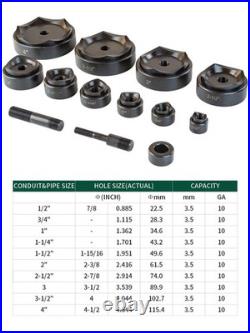 Hydraulic Knockout Punch Electrical Conduit Hole Cutter Set KO Tool Kit 1/2 t Hydraulic Knockout Punch Electrical Conduit Hole Cutter Set KO Tool Kit 1/2 t