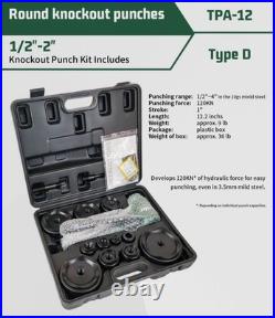 Hydraulic Knockout Punch Electrical Conduit Hole Cutter Set KO Tool Kit 1/2 t Hydraulic Knockout Punch Electrical Conduit Hole Cutter Set KO Tool Kit 1/2 t