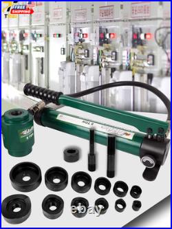 Hydraulic Knockout Punch Electrical Conduit Hole Cutter Set KO Tool Kit 1/2 to