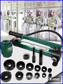 Hydraulic Knockout Punch Electrical Conduit Hole Cutter Set KO Tool Kit 1/2 to