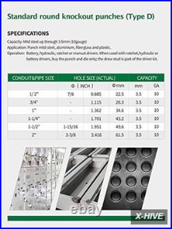 Hydraulic Knockout Punch Electrical Conduit Hole Cutter Set KO Tool Kit 1/2 to