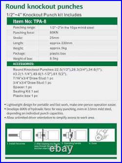 Hydraulic Knockout Punch Electrical Conduit Hole Cutter Set KO Tool Kit 1/2 to 2 Hydraulic Knockout Punch Electrical Conduit Hole Cutter Set KO Tool Kit 1/2 to 2