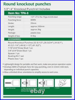 Hydraulic Knockout Punch Electrical Conduit Hole Cutter Set KO Tool Kit 1/2 to 2 Hydraulic Knockout Punch Electrical Conduit Hole Cutter Set KO Tool Kit 1/2 to 2