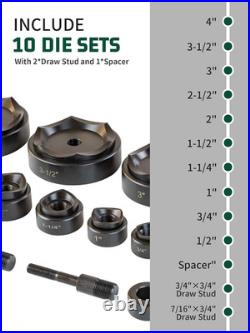 Hydraulic Knockout Punch Electrical Conduit Hole Cutter Set KO Tool Kit 1/2 to 2