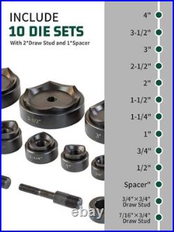 Hydraulic Knockout Punch Electrical Conduit Hole Cutter Set KO Tool Kit 1/2 to 2