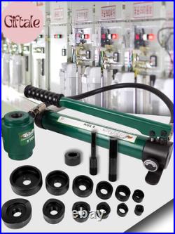 Hydraulic Knockout Punch Electrical Conduit Hole Cutter Set KO Tool Kit 1/2 to 2