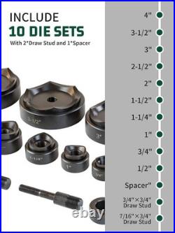Hydraulic Knockout Punch Electrical Conduit Hole Cutter Set KO Tool Kit 1/2 to 2