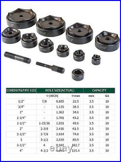 Hydraulic Knockout Punch Electrical Conduit Hole Cutter Set KO Tool Kit 1/2 to 2