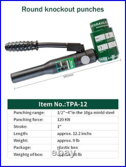 Hydraulic Knockout Punch Electrical Conduit Hole Cutter Set KO Tool Kit 1/2 to 2