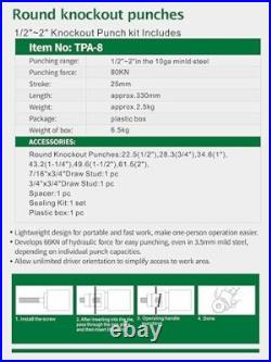 Hydraulic Knockout Punch Electrical Conduit Hole Cutter Set KO Tool Kit 1/2 to 2 Hydraulic Knockout Punch Electrical Conduit Hole Cutter Set KO Tool Kit 1/2 to 2