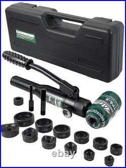 Hydraulic Knockout Punch Electrical Conduit Hole Cutter Set KO Tool Kit 1/2 to 2