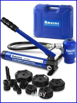 Hydraulic Knockout Punch Electrical Conduit Hole Cutter Set KO Tool Kit 15TCon Hydraulic Knockout Punch Electrical Conduit Hole Cutter Set KO Tool Kit 15TCon