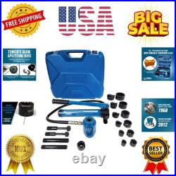 Hydraulic Knockout Punch Electrical Conduit Hole Cutter Set KO Tool Kit 5