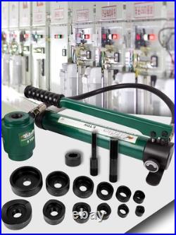 Hydraulic Knockout Punch Electrical Conduit Hole Cutter Set KO Tool Kit Green Hydraulic Knockout Punch Electrical Conduit Hole Cutter Set KO Tool Kit Green