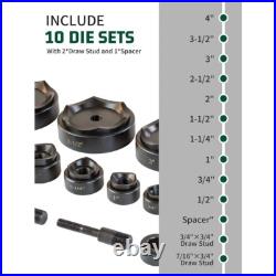 Hydraulic Knockout Punch Electrical Conduit Hole Cutter Set KO Tool Kit, NEW