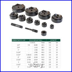 Hydraulic Knockout Punch Electrical Conduit Hole Cutter Set KO Tool Kit, NEW