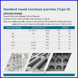 Hydraulic Knockout Punch Electrical Conduit Hole Cutter Set Tool Kit 1/2-2 inch