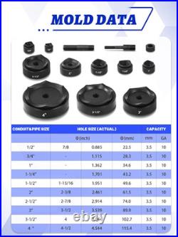 Hydraulic Knockout Punch Kit 12 Ton 1/2-4 Conduit Hole Cutter Set KO Tool Case