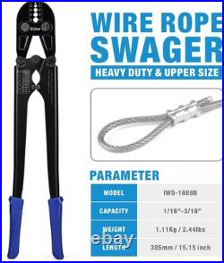 ICrimp Wire Rope Crimping Tool & Cutter Set for 1/16''-3/16'', Pro Quality