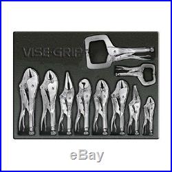 Irwin Vise Grip Set 10-Piece Locking Pliers Curved Jaw Wire Cutter Vice-Grip