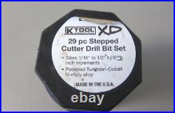 K TOOL XD KTI-XD3106 29 Pc. Stepped Cutter Drill Bit Set FREE SHIPPING