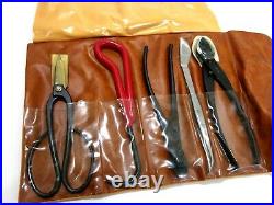 KIKU Traditional Bonsai 8 Tool Set with Folding Case Cutters Snips Tweezers Hook