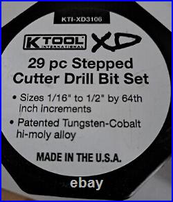 KTOOL XD KTI-XD3106 29 pc stepped cutter drill bit set