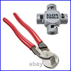 Klein Tools Large Cable Stripper and High Leverage Cable Cutter Tool Set