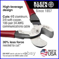 Klein Tools Large Cable Stripper and High Leverage Cable Cutter Tool Set