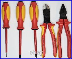 Knipex Set of Pliers Diagonal Cutter Three Screwdrivers 1000V Tools Working Knipex Set of Pliers Diagonal Cutter Three Screwdrivers 1000V Tools Working