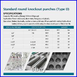 Knockout Punch Electrical Conduit Hole Cutter Set KO Tool Kit 1/2 to 2 Inch