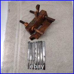 L & I J. White Wooden Plough Plane With Set Of Irons Cutters Blades