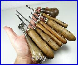 Lot Of 8 Leather Tools Craft Working Stitching Tool Set Hand Saddle Cutter