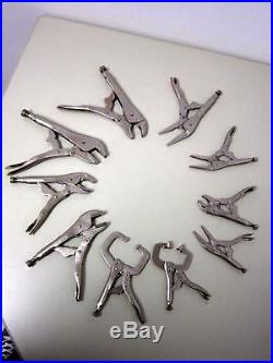 MAC TOOLS Locking Pliers Set 10 Pc. Curved Wire Cutter Straight Long Nose Clamps