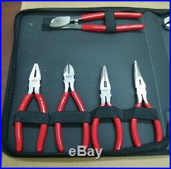 MAC Tools 10pc Plier Set Needle Nose Side Cutter Red Handle Case NEW P301817