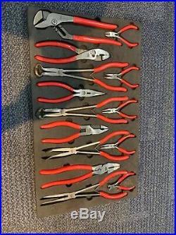 Mac 14pc Red Rubber Grip Pliers Set in Tray Needle Nose / Cutter / Adjustable